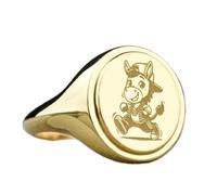 Asino in argento sterling 925 | Anello placcato in oro | Anelli con sigillo ovali 15x13 mm | Misura della fascia US 5-12,5 Avelaibal | LKDR_0448