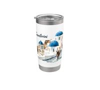 asino sulle strade di Santorini in Grecia Turistico Keepsake Donne Bicchiere termico in acciaio inox doppia parete