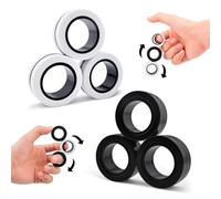 ASIOWELY Set di 6 anelli magnetici per adulti per alleviare l'ADHD, l'ansia e la tensione, set di dita magnetiche, regali di compleanno per bambini dai 3 ai 6 agli 8 anni in su