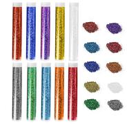 ASIRYVA Set di 10 colori glitterati, shaker facile da versare, glitter per decorazioni e creazioni artistiche per slime, biglietti, nail art, decorazioni e altro ancora