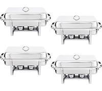 Asiwnshw 8QT Chafing Dish Buffet, Set di 4 Scaldavivande in Acciaio Inox, Set di Posate per Buffet per Catering e Feste