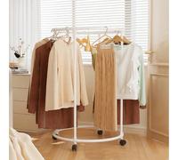 Asiwnshw Appendiabiti rotondo con ruote, appendiabiti da pavimento, espositore per vendita al dettaglio, appendiabiti commerciale per camere da letto, centri commerciali, boutique, lavanderie(White)