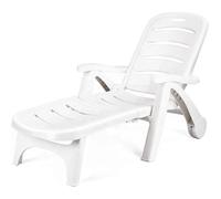 Asiwnshw Chaise longue da patio poltrona lounge pieghevole da esterno lettino reclinabile regolabile per tutte le stagioni con ruote poltrona prendisole impilabile per piscina da giardino in spiaggia