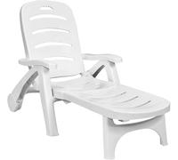 Asiwnshw Chaise longue pieghevole da esterno con schienali regolabili e ruote girevoli, lettino reclinabile pieghevole a bordo piscina per patio spiaggia cortile, bianco