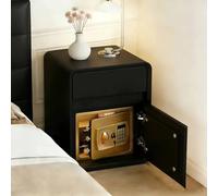 Asiwnshw Comodino moderno, tavolino laterale vintage in legno, cassetto e scomparto segreto con cassaforte, toletta stretta per camera da letto, studio (non richiede montaggio)(Black,50 * 40 * 50cm)