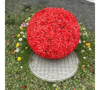 Asiwnshw Coperture Rotonde Decorative per Pozzi da Giardino - Sfera Artificiale di Verde per Esterni, Copertura per tombini e pozzetti di ispezione - Copertura Decorativa a Effetto vegetale(Red)