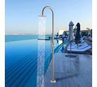 Asiwnshw Doccia a Bordo Piscina Doccia Esterna Indipendente con soffione a Pioggia e doccetta Portatile, Doccia da Giardino Colonna docce Esterne per Cortile Giardino Piscina Spiaggia, Argento
