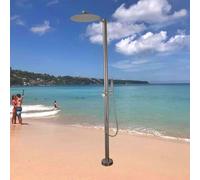 Asiwnshw Doccia Esterna autoportante in Argento, Doccia Esterna in Acciaio Inossidabile Spazzolato con soffione a Pioggia e Doccia Portatile, Doccia da Giardino, Doccia a Bordo Piscina