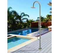 Asiwnshw Doccia Esterna in Acciaio Inossidabile Spazzolato, Doccia Portatile a Bordo Piscina con soffione Doccia a Pioggia, spruzzatore Portatile, Doccia Esterna, Doccia da Giardino, Argento