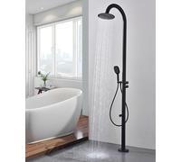 Asiwnshw Doccia Esterna Indipendente, Doccia Esterna Drench, Colonna Doccia a Bordo Piscina, Doccia da Giardino con soffione a Pioggia e Rubinetto per doccetta e pediluvio, Nero
