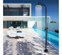 Asiwnshw Doccia Esterna montata a Pavimento con soffione e doccetta Portatile, Accessori per docce da Giardino in Acciaio Inossidabile, Doccia Indipendente a Bordo Piscina per Esterni e Interni, Nero