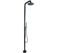 Asiwnshw Doccia Portatile per Esterni, Doccia da Giardino in Acciaio Inox con soffione e doccetta Portatile, Doccia a Bordo Piscina montata sul Pavimento per Esterni e Interni, Nera