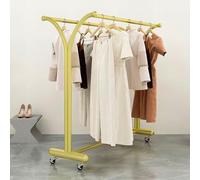 Asiwnshw Espositori per vestiti, espositori per vestiti per vendita al dettaglio, in metallo da pavimento con ruote, per vendita al dettaglio per appesi(Gold)