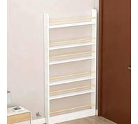 Asiwnshw Libreria moderna da parete in legno con contenitore dietro la porta, organizer con display aperto, libreria alta e stretta per giocattoli, riviste, CD, libri (bianco)(6-tier,70cm)