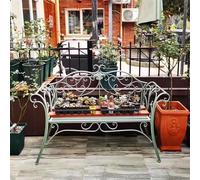 Asiwnshw Panchina da esterno per 2 persone, per tutte le stagioni, da patio, da giardino, in metallo, per mobili da esterno, in ghisa, impermeabile, per patio, parco, prato(Green)