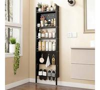 Asiwnshw Scaffale da bagno dietro la porta stretto a 5 ripiani, organizer per porta di grande capacità, scaffalatura stretta indipendente in acciaio al carbonio per giocattoli, storie, riviste(Black)