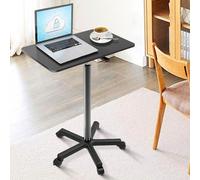 Asiwnshw Scrivania Mobile, Tavolino Porta TV, Tavolo per Laptop con Altezza Regolabile e Ruote, Postazioni di Lavoro per Computer con Ruote, Tavolino Portatile per Divano per Ufficio Domestico, Nero