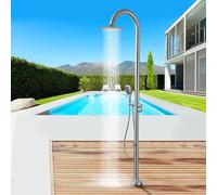 Asiwnshw Set di Accessori per Doccia da Esterno indipendenti con soffione Doccia, doccetta Portatile e doccetta per Piedi, Rubinetto per Doccia da Giardino, Doccia Portatile a Bordo Piscina(Silver)