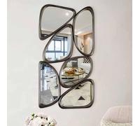 Asiwnshw Specchio da parete rustico con cornice in legno, specchio per ingresso o camino, specchio decorativo sospeso, orientabile in verticale o orizzontale (47,24 x 23,62 pollici)