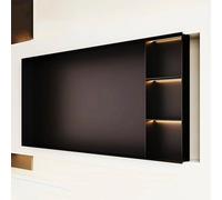 Asiwnshw Supporto TV integrato per TV fino a 65"/75"/85"/100", centro di intrattenimento scanalato con nicchia TV in acciaio inossidabile 304 con luci a LED, moderna console TV per soggiorno(73.6in)