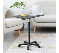 Asiwnshw Tavolino porta TV portatile, scrivania mobile per laptop, scrivania regolabile in altezza, piccole postazioni di lavoro per computer con rotelle con ruote per ufficio domestico, nero