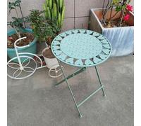 Asiwnshw Tavolino portatile con ritagli di fiori, tavolino pieghevole da patio, tavolino rotondo in metallo, sgabello decorativo da giardino, portavasi per esterni e interni(Green)