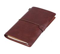 Asixx Travel Notebook, 5Color Classic PU Notebook da Viaggio Diario Personalizzato Diario Ricaricabile(Dark Brown)