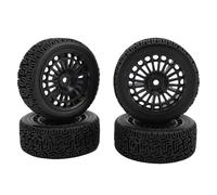 Asixxsix 4pcs 1/10 Pneumatici per Auto da Rally RC, 70 Mm su Pneumatici da Strada e Ruote di Rally in Plastica per for Tamiya TT01 XV02 Racing Car, RC Car Wheel Tire Rim (Black)