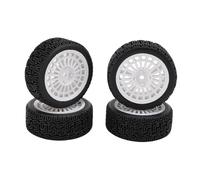 Asixxsix 4pcs 1/10 Pneumatici per Auto da Rally RC, 70 Mm su Pneumatici da Strada e Ruote di Rally in Plastica per for Tamiya TT01 XV02 Racing Car, RC Car Wheel Tire Rim (White)