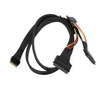 Asixxsix Adattatore Cavo SFF 8654 a 2x SFF 8639 NVME U.2, Cavo SSD SAS Sottile da 24 Gbps 12 Gbps con Alimentazione a 15 Pin per Dispositivi Interni SSD della Scheda Madre