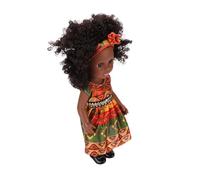Asixxsix Bambola Nera, Mini Bambola Etnica da 14 Pollici con Capelli Afro e Vestiti Intercambiabili per Giochi di Finzione Alla Moda per Ragazze