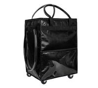 Asixxsix Borsa per la spesa riutilizzabile con ruote, Borsa da shopping portatile impermeabile con zip sulla parte superiore, Trolley cart pieghevole con maniglie robuste per Camping (BLACK)