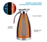 Asixxsix Caffettiera in Acciaio Inossidabile con Isolamento Sottovuoto a Doppia Parete, per Acqua Calda - Funzionamento con una Sola Mano, per Domestica (2L)