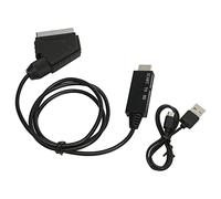 Asixxsix Cavo Adattatore Convertitore Interfaccia Multimediale da SCART a HD, Risoluzione 1080p 60Hz, Convertitore Alimentato Tramite USB per Videoregistratore, Registratore DVD, Immagine HD per