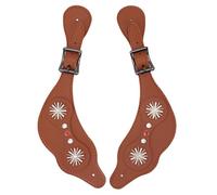 Asixxsix Cinghie di Speroni in Pelle, Cinturini per Speroni Occidentali Vintage con Decorazione Floreale di s Trass per Uomini Attrezzature per Stivali da Uomo, Cinghie di Avvio a (Brown)