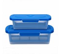 Asixxsix Ciotole per pastella con coperchio, 36 cm / 14,2" Shaker per pastella per pesce, 2 pezzi impilabili Ciotola shaker per impanatura migliore con vassoio per impanatura (BLUE)