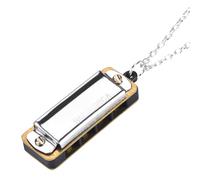 Asixxsix Collana Harmomica Mini Strumento Musicale Portatile a 4 Fori Giocattolo per Bambini e Adulti Resina Viola Nero Argento 3,5x1,2 Cm 11,2" Buona Scelta di Regali o Ammazzare il Tempo (SILVER)