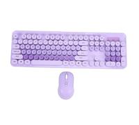 Asixxsix Combo Tastiera e Mouse Wireless, Tastiera Macchina da Scrivere a 104 Tasti con Copritasti Rotondi, Simpatica Combinazione Mouse e Wireless per Computer PC Desktop (PURPLE)
