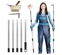 Asixxsix Crack Weeder Tool Set, 2in1 in Acciaio Inossidabile Manuale crepa Weeding Tool con Maniglia Lunga 5.25ft, Spazzola in Ottone, Muschio Remover Puller Tool (Gruppo 5 sezioni (1,6 m))