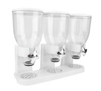 Asixxsix Dispenser per Alimenti Triplo, Contenitore per Alimenti Secchi a 3 Scomparti con Design Ermetico, Dispenser Multifunzionale per Cereali, Cereali, Riso, Caramelle, Snack (WHITE)