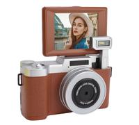Asixxsix Fotocamera Digitale 4K, Punta Autofocus da 64 MP e Scattare Fotocamera Vlogging con Schermo di Ribaltamento da 2,8 Pollici e 16 Filtri, per il Monitoraggio di Viaggio (BROWN)