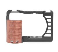 Asixxsix Gabbia per Telecamera ZV E1, Gabbia per Telecamera a Lega Di Alluminio Con Impugatura a Legno, Filettatura da 3/8" Protettiva in Metallo per Video Riperese