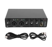 Asixxsix Interfaccia di Tipo C, Interfaccia USB a 24 Bit 192 KHz con Ingresso XLR Alimentazione phantoms 48 V, per la Registrazione di Musicisti in Studio di Podcasting (BLACK)