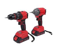 Asixxsix Kit Combinato Utensile Elettrico, Avvitatore a Percussione a Batteria con Pistola a Percussione a Coppia Elevata 350N 2400 Giri/min con Luce di Lavoro a LED Incorporata, 2 (Spina UE 230V)