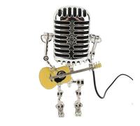 Asixxsix Lampada Vintage con Microfono per Chitarra, Luce Notturna in Metallo retrò per Scrivania da Camera da Letto, USB, Decorazioni retrò per Casa, Bar, Ufficio, Amanti della Musica