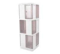 Asixxsix Libreria Stretta, Libreria Girevole Design Impilabile Girevole a 360°, Sottile con Porta Magnetica Trasparente per Camera da Letto Ufficio Soggiorno Angolo di Stoccaggio Salvaspazio (3