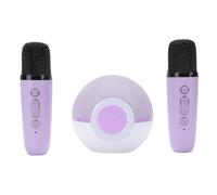 Asixxsix Macchina per Karaoke, Altoparlante Bluetooth Portatile con 2 Microfoni Wireless, 5 Effetti Vocali, Portata di 15 M, Luci Colorate, per Feste a Casa, Canti e Viaggi (PURPLE)