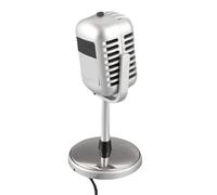Asixxsix Microfono Vintage, Suono Chiaro, Angolo Regolabile, Microfono Dinamico, per Voce retrò, con Custodia per il Trasporto, Interruttore On/off, Filtro Low Cut, per Performance Sul Palco, Karaoke,