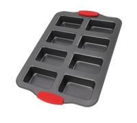 Asixxsix Mini Teglia per Pane, Teglia per Pane Antiaderente a 8 cavità Teglia per Pane in Acciaio Al Carbonio, Teglia per Brownie con Manico in Silicone per Cupcake, Pane di Mais