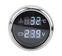 Asixxsix Misuratore Digitale di Tensione e Temperatura Dell'acqua 52 Mm 2 in 1, Display di Testo Verde, Cassa in Acciaio Inossidabile ABS con Retroilluminazione Bianca, Misuratore della